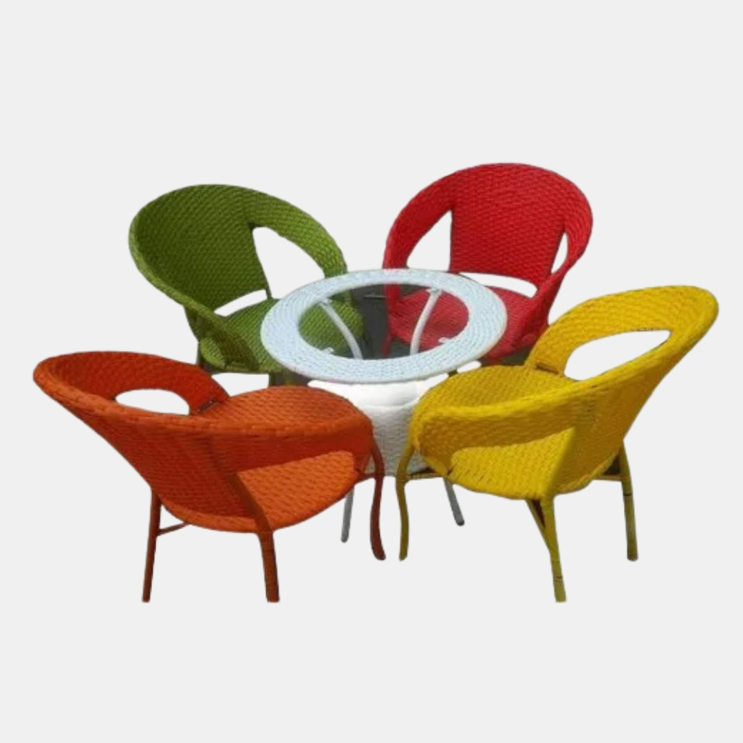 Multicolor 4 Seater Wicker Furniture Set